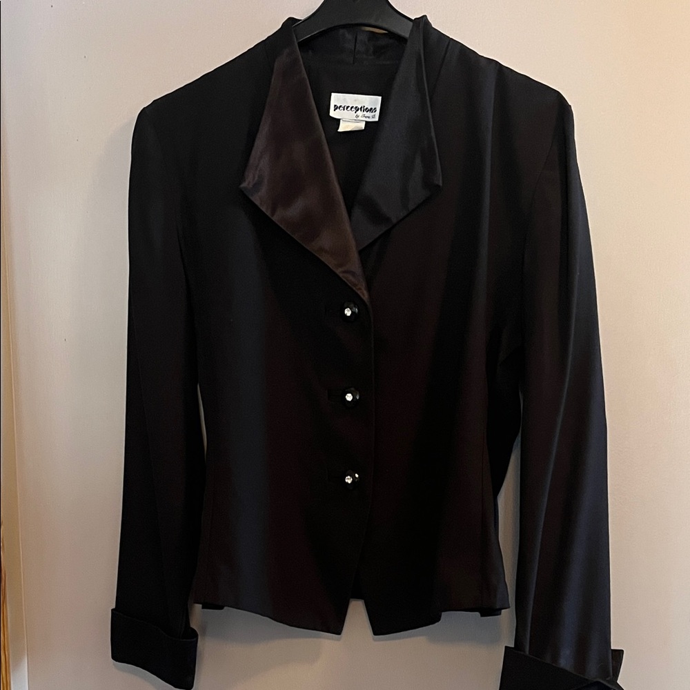 Black Blazer with Satin Lapel & Cuffs Vintage